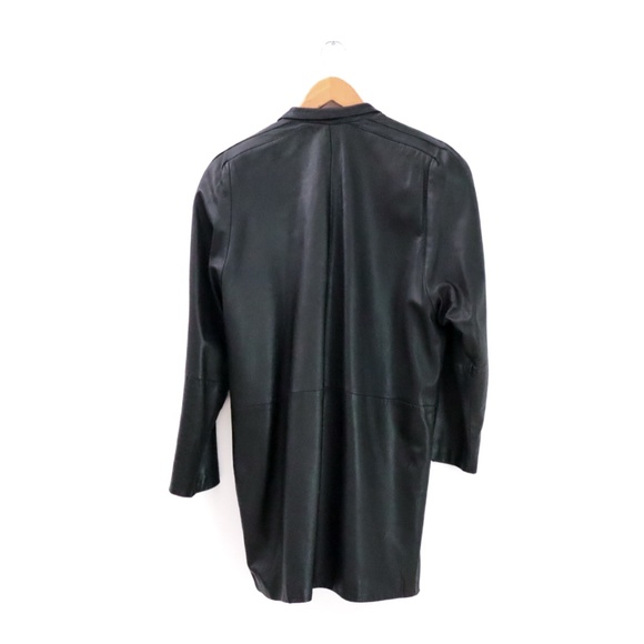 80s y2k Vintage Sheepskin winter black leather jacket coat / size M - Picture 7 of 9